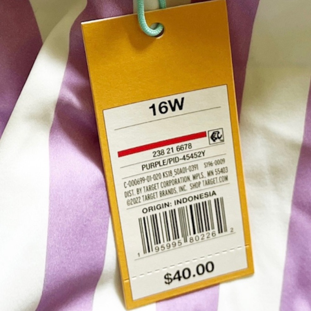 Kona Sol Purple Stripe One‑Piece Swimsuit 16W XXL - NWT - Picture 9 of 10